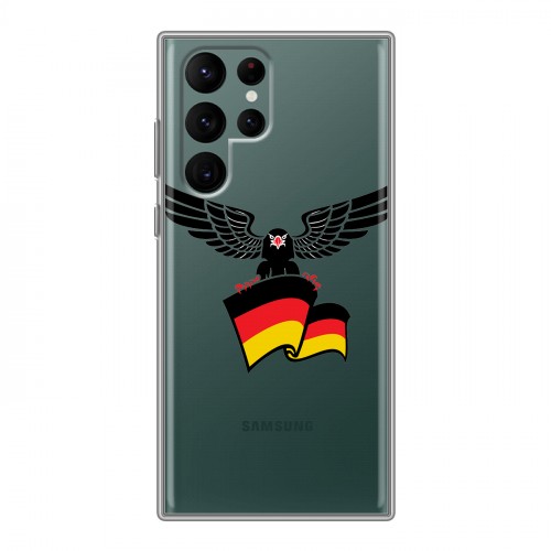 Полупрозрачный дизайнерский пластиковый чехол для Samsung Galaxy S22 Ultra Флаг Германии