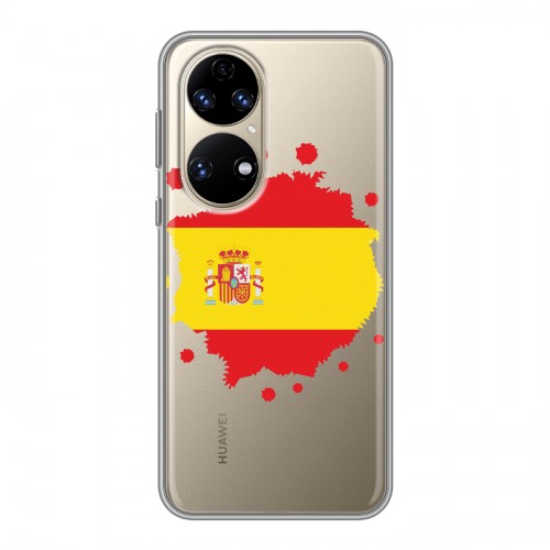 Полупрозрачный дизайнерский силиконовый чехол для Huawei P50 Pro флаг Испании