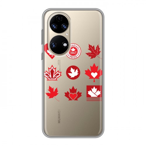 Полупрозрачный дизайнерский силиконовый чехол для Huawei P50 Pro Флаг Канады