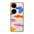 Полупрозрачный дизайнерский пластиковый чехол для Huawei P50 Pocket Прозрачные рыбы