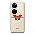 Полупрозрачный дизайнерский пластиковый чехол для Huawei P50 Pocket прозрачные Бабочки 