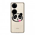 Полупрозрачный дизайнерский пластиковый чехол для Huawei P50 Pocket Прозрачные панды - смайлики