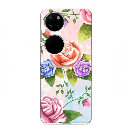 Дизайнерский пластиковый чехол для Huawei P50 Pocket Романтик цветы