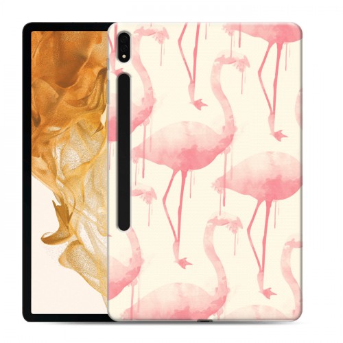 Дизайнерский силиконовый чехол для Samsung Galaxy Tab S8 Plus Розовые фламинго