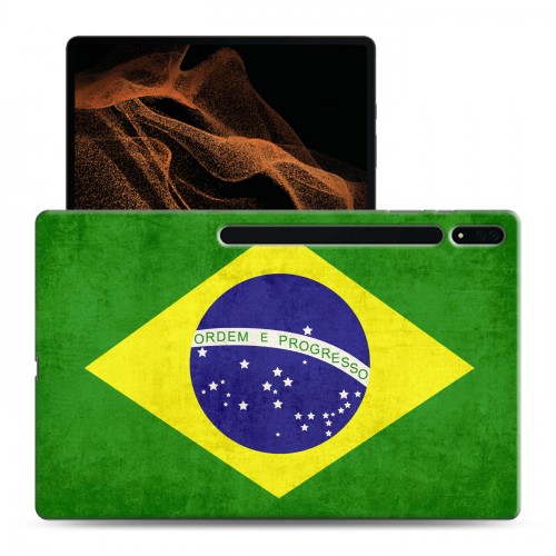 Дизайнерский силиконовый чехол для Samsung Galaxy Tab S8 Ultra флаг Бразилии