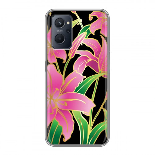 Дизайнерский силиконовый с усиленными углами чехол для Realme 9i Люксовые цветы