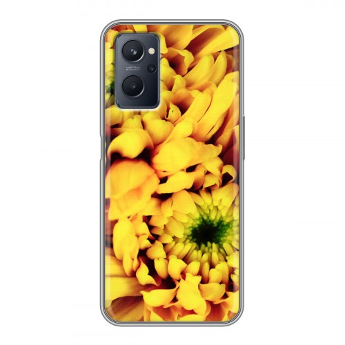 Дизайнерский силиконовый с усиленными углами чехол для Realme 9i Монохромные цветы