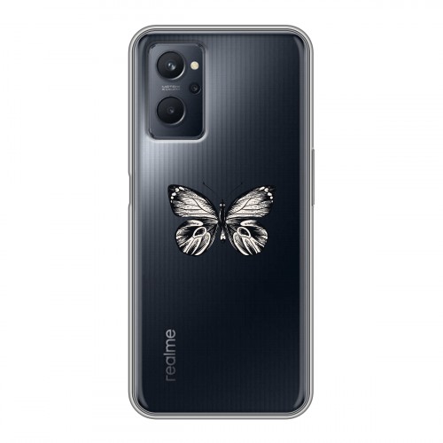 Полупрозрачный дизайнерский силиконовый чехол для Realme 9i прозрачные Бабочки 