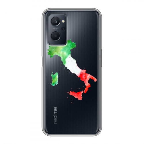Полупрозрачный дизайнерский пластиковый чехол для Realme 9i Флаг Италии