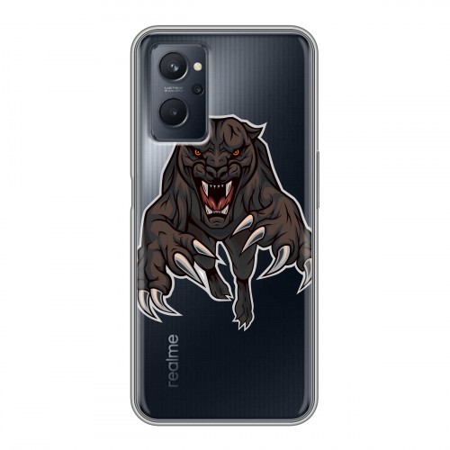 Дизайнерский силиконовый чехол для Realme 9i Прозрачные леопарды