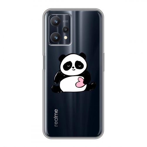 Полупрозрачный дизайнерский силиконовый чехол для Realme 9 Pro Прозрачные панды - смайлики