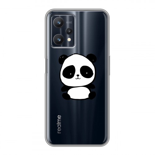 Полупрозрачный дизайнерский силиконовый чехол для Realme 9 Pro Прозрачные панды - смайлики