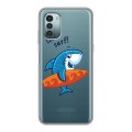 Полупрозрачный дизайнерский пластиковый чехол для Nokia G11 Прозрачные акулы