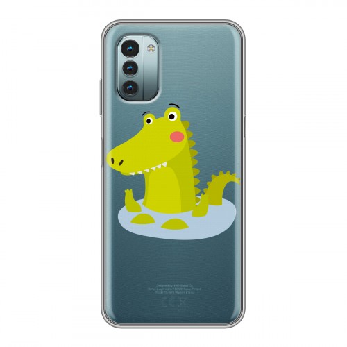Полупрозрачный дизайнерский пластиковый чехол для Nokia G11 Прозрачные крокодилы