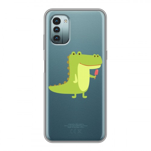 Полупрозрачный дизайнерский пластиковый чехол для Nokia G11 Прозрачные крокодилы