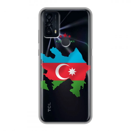 Полупрозрачный дизайнерский пластиковый чехол для TCL 20B Флаг Азербайджана