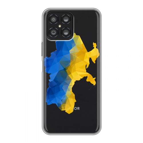 Полупрозрачный дизайнерский силиконовый чехол для Huawei Honor X8 Флаг Украины