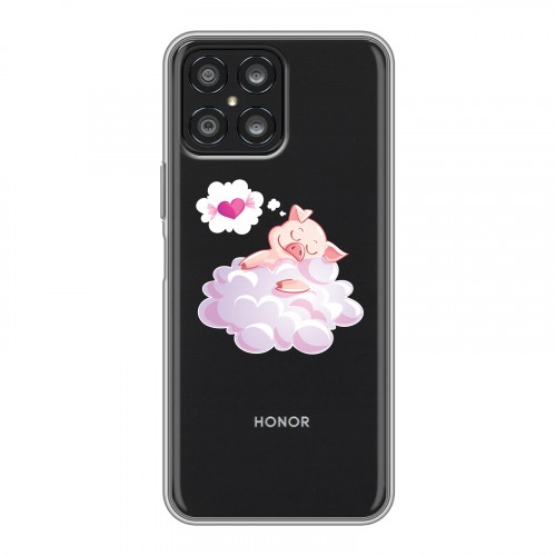 Полупрозрачный дизайнерский силиконовый чехол для Huawei Honor X8 Прозрачные свинки