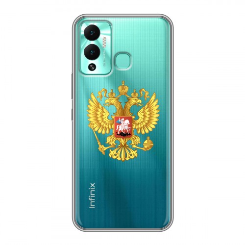 Полупрозрачный дизайнерский пластиковый чехол для Infinix Hot 12 Play Российский флаг