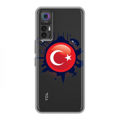 Полупрозрачный дизайнерский пластиковый чехол для TCL 30 Флаг Турции
