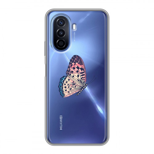 Полупрозрачный дизайнерский пластиковый чехол для Huawei Nova Y70 прозрачные Бабочки 