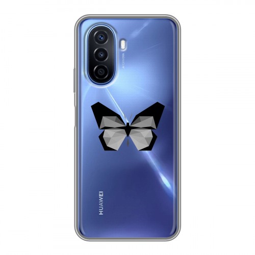 Полупрозрачный дизайнерский силиконовый чехол для Huawei Nova Y70 прозрачные Бабочки 