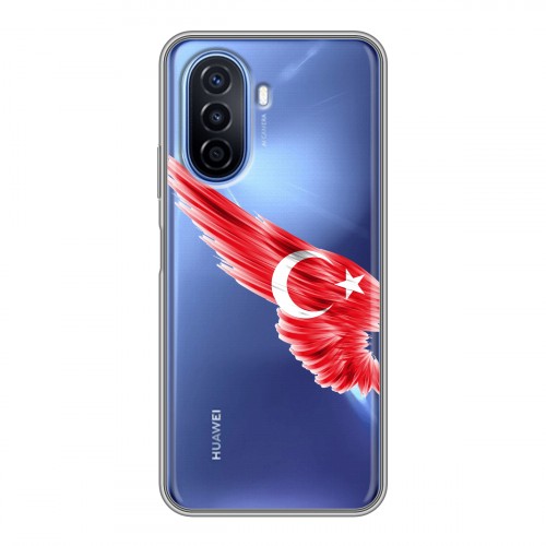 Полупрозрачный дизайнерский пластиковый чехол для Huawei Nova Y70 Флаг Турции