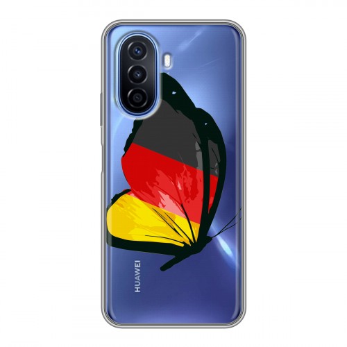 Полупрозрачный дизайнерский силиконовый чехол для Huawei Nova Y70 Флаг Германии