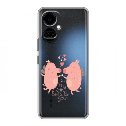 Полупрозрачный дизайнерский пластиковый чехол для Tecno Camon 19 Прозрачные свинки
