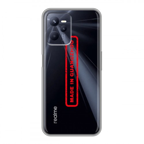 Полупрозрачный дизайнерский силиконовый с усиленными углами чехол для Realme C35 Прозрачные надписи 1