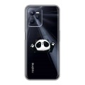Полупрозрачный дизайнерский силиконовый с усиленными углами чехол для Realme C35 Прозрачные панды - смайлики