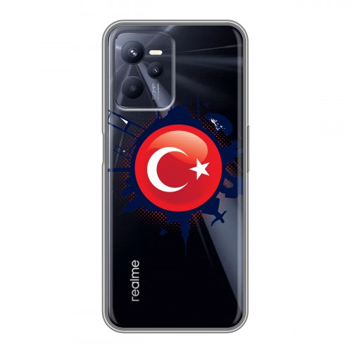 Полупрозрачный дизайнерский пластиковый чехол для Realme C35 Флаг Турции
