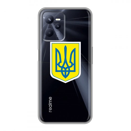 Полупрозрачный дизайнерский силиконовый с усиленными углами чехол для Realme C35 Флаг Украины