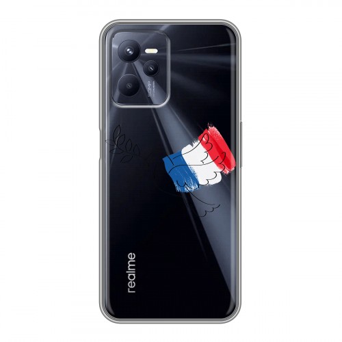Полупрозрачный дизайнерский пластиковый чехол для Realme C35 Флаг Франции