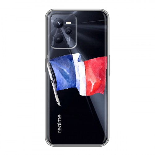 Полупрозрачный дизайнерский силиконовый чехол для Realme C35 Флаг Франции