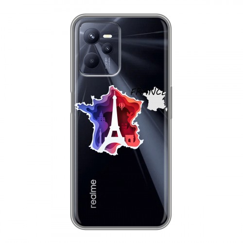 Полупрозрачный дизайнерский силиконовый чехол для Realme C35 Флаг Франции