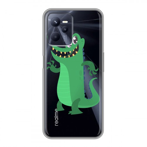 Полупрозрачный дизайнерский пластиковый чехол для Realme C35 Прозрачные крокодилы