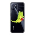 Полупрозрачный дизайнерский силиконовый с усиленными углами чехол для Realme C35 Прозрачные крокодилы