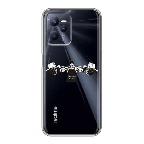 Полупрозрачный дизайнерский силиконовый с усиленными углами чехол для Realme C35 Прозрачные пауэрлифтинг