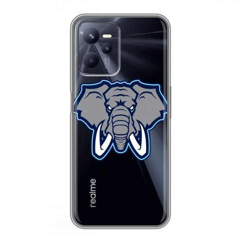 Полупрозрачный дизайнерский силиконовый чехол для Realme C35 Прозрачные слоны