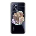 Полупрозрачный дизайнерский силиконовый с усиленными углами чехол для Realme C35 Прозрачные слоны