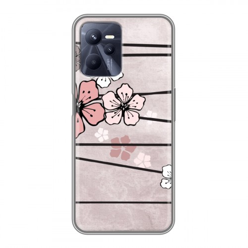 Дизайнерский силиконовый чехол для Realme C35 Японские розовые мотивы