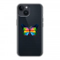 Полупрозрачный дизайнерский пластиковый чехол для Iphone 14 прозрачные Бабочки 