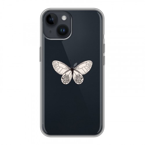 Полупрозрачный дизайнерский пластиковый чехол для Iphone 14 прозрачные Бабочки 