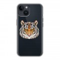 Полупрозрачный дизайнерский пластиковый чехол для Iphone 14 Прозрачные тигры