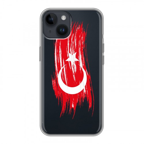 Полупрозрачный дизайнерский пластиковый чехол для Iphone 14 Флаг Турции