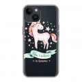 Полупрозрачный дизайнерский пластиковый чехол для Iphone 14 Прозрачные лошади и единороги 