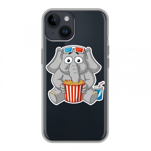 Полупрозрачный дизайнерский пластиковый чехол для Iphone 14 Прозрачные слоны