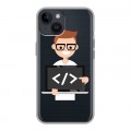 Полупрозрачный дизайнерский пластиковый чехол для Iphone 14 Прозрачное IT