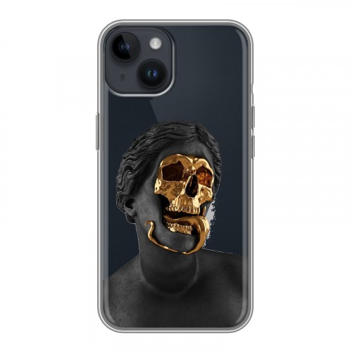 Полупрозрачный дизайнерский пластиковый чехол для Iphone 14 Черное золото